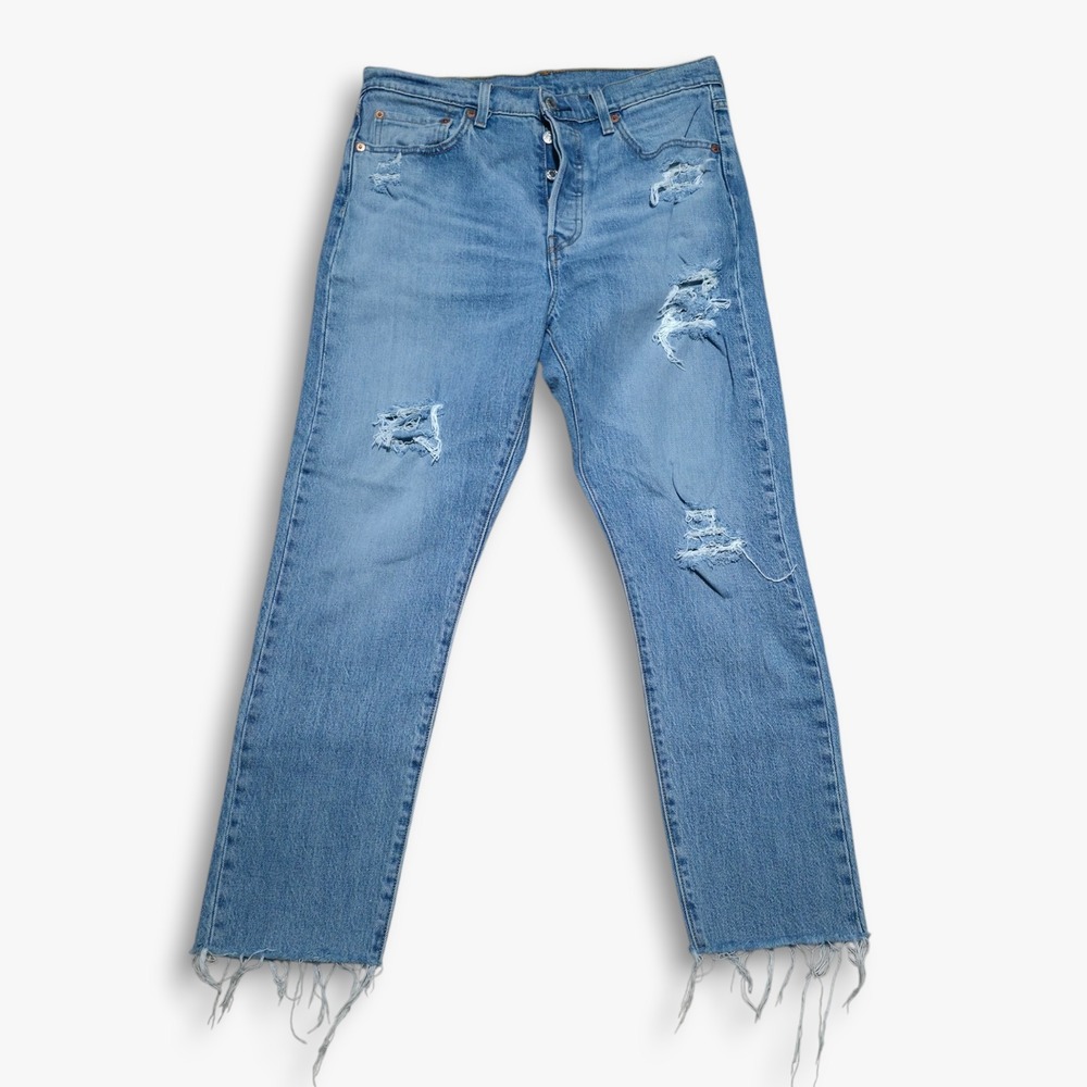 Levi's 501 Big E Premium Jeans Women's 29 x 28 *Fits 31 x 25 Distress Button Fly